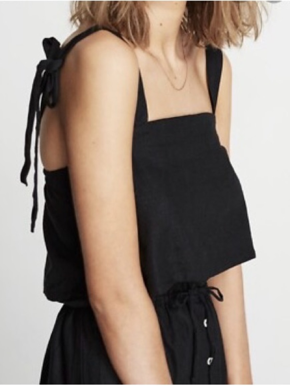 Faithful, Black Tie-Shoulder Crop Top - Women, 4